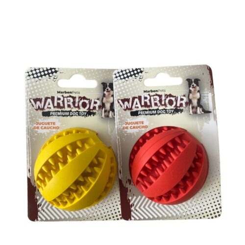 Juguete WARRIOR Bola con dientes de Caucho para Limpieza Dental Colores 7 cm